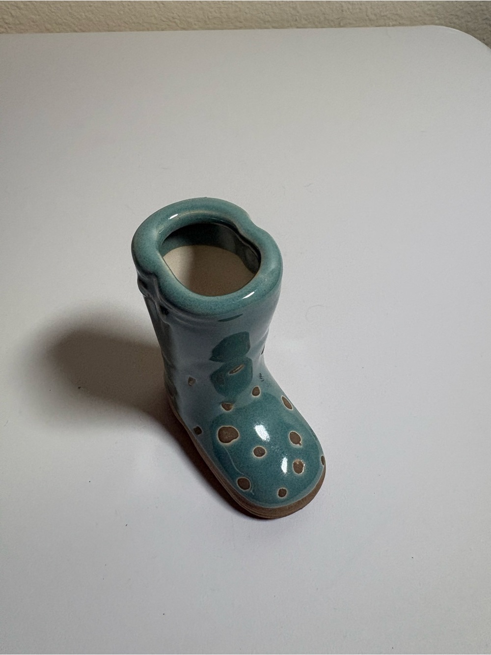audrey Teal Polka Dot Kids Rain Boot Planter